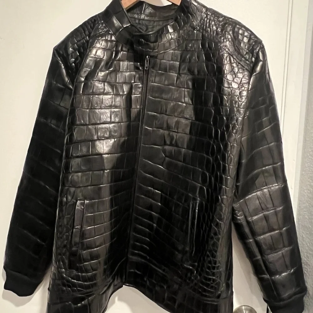 Men's Black 100% Alligator Jacket size MEDIUM - Picture 12 of 15